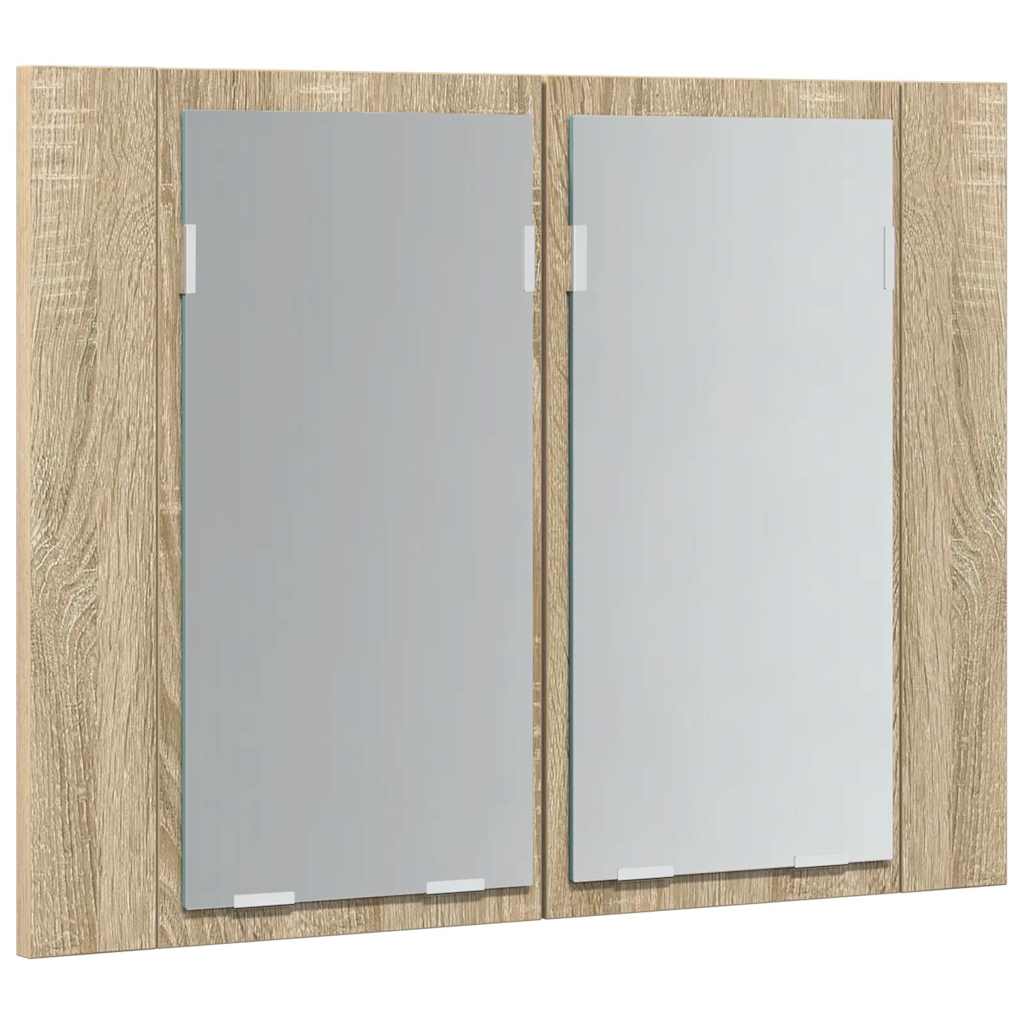 804959 vidaXL LED Bathroom Mirror Cabinet Sonoma Oak 60x12x45 cm Acrylic