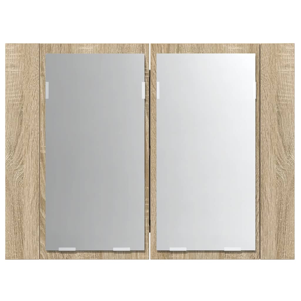 804959 vidaXL LED Bathroom Mirror Cabinet Sonoma Oak 60x12x45 cm Acrylic