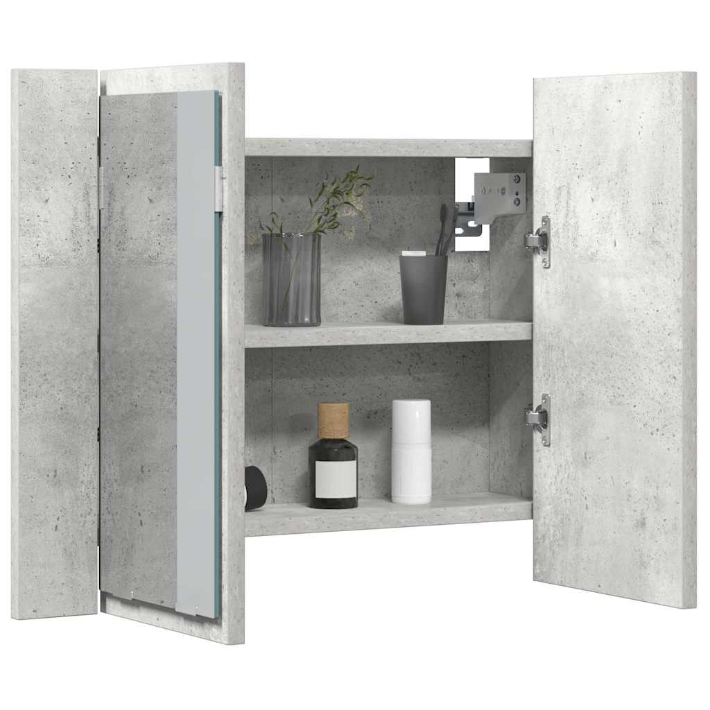 804960 vidaXL LED Bathroom Mirror Cabinet Concrete Grey 60x12x45 cm Acrylic
