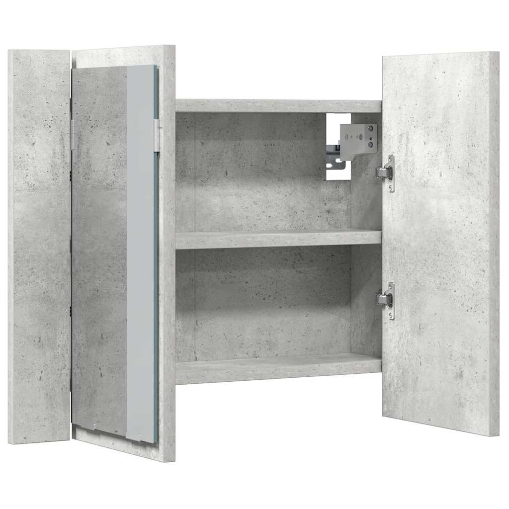 804960 vidaXL LED Bathroom Mirror Cabinet Concrete Grey 60x12x45 cm Acrylic