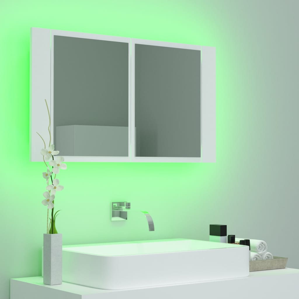 vidaXL LED Bathroom Mirror Cabinet White 80x12x45 cm Acrylic