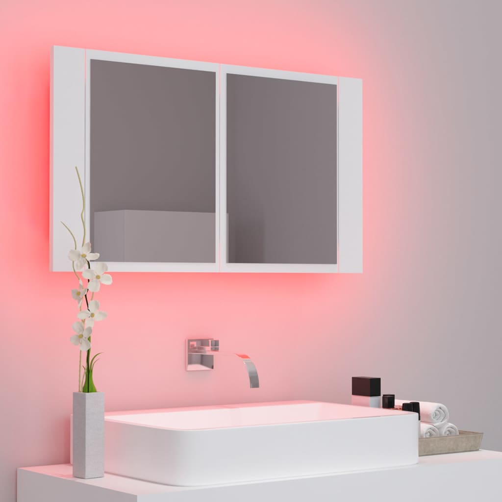 vidaXL LED Bathroom Mirror Cabinet White 80x12x45 cm Acrylic