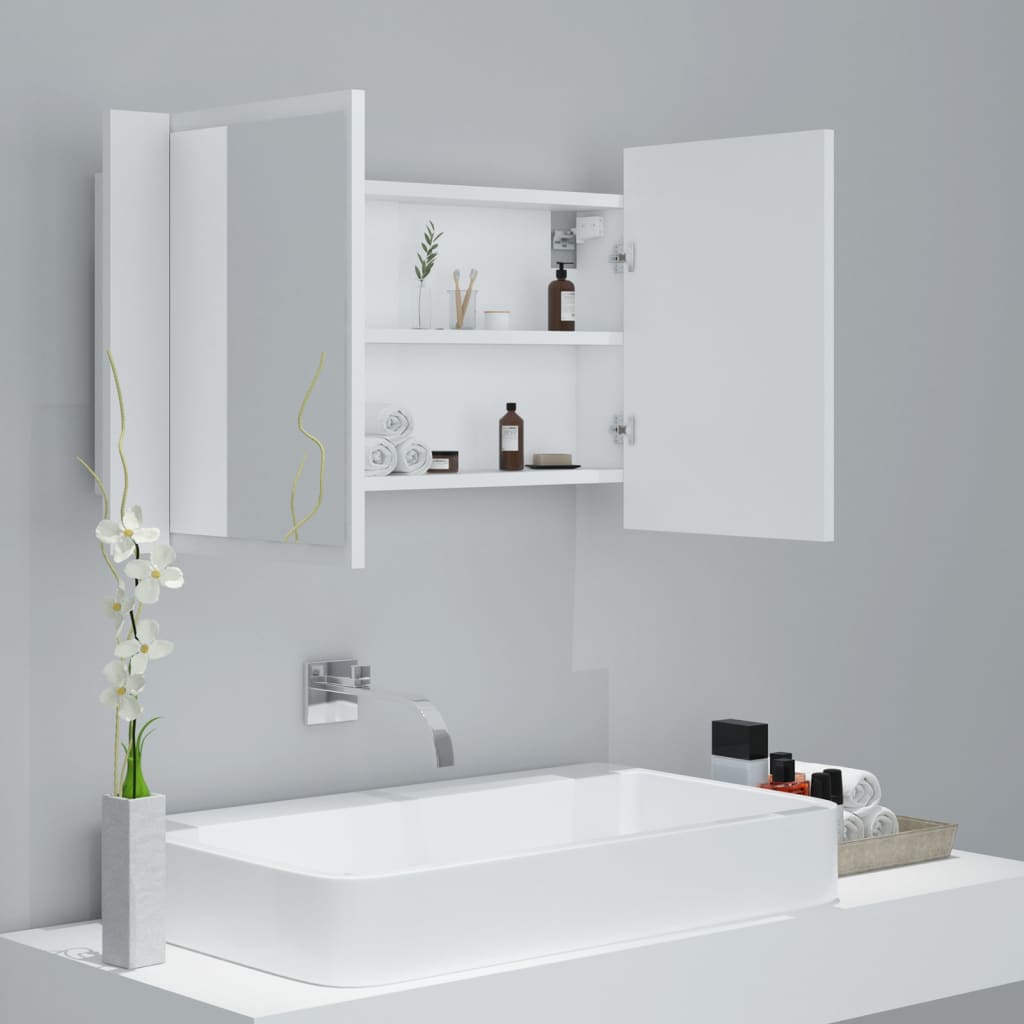 vidaXL LED Bathroom Mirror Cabinet White 80x12x45 cm Acrylic