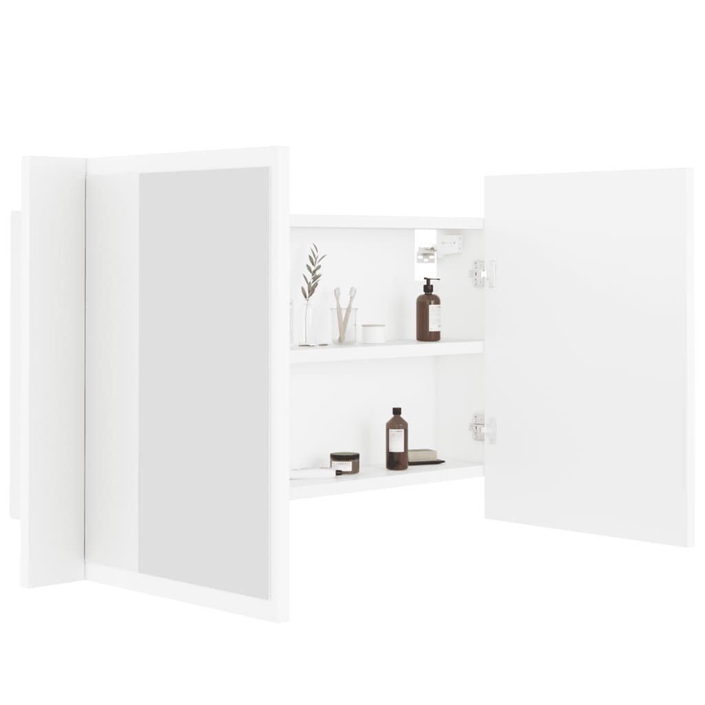 vidaXL LED Bathroom Mirror Cabinet White 80x12x45 cm Acrylic