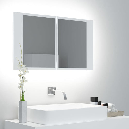 vidaXL LED Bathroom Mirror Cabinet White 80x12x45 cm Acrylic