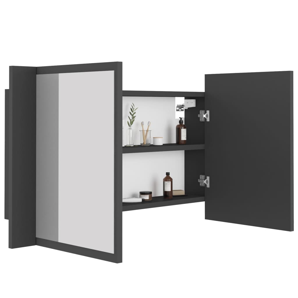 vidaXL LED Bathroom Mirror Cabinet Grey 80x12x45 cm Acrylic