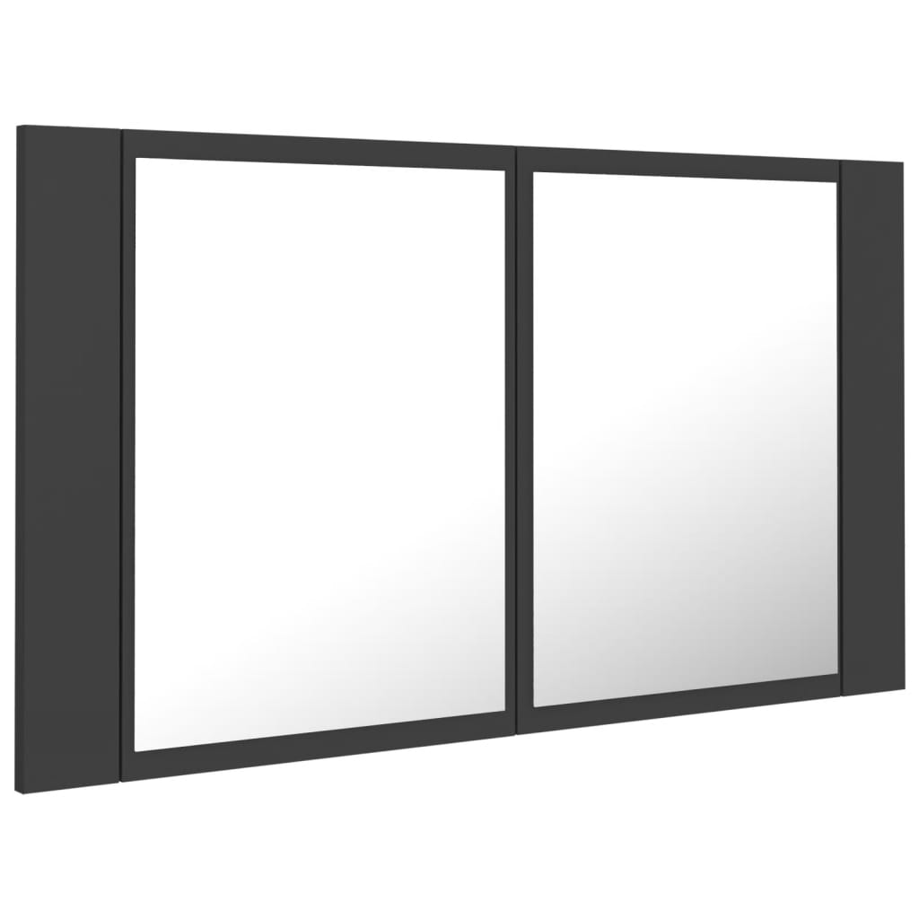 Meuble Miroir Salle de Bain LED Gris 80x12x45 cm Acrylique