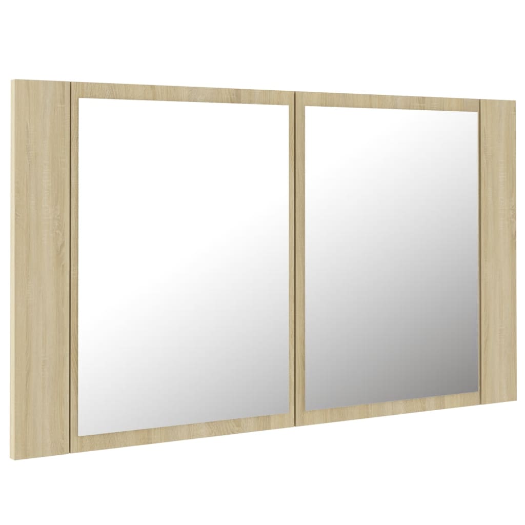 Meuble Miroir Salle de Bain LED Chêne Sonoma 80x12x45 cm Acrylique