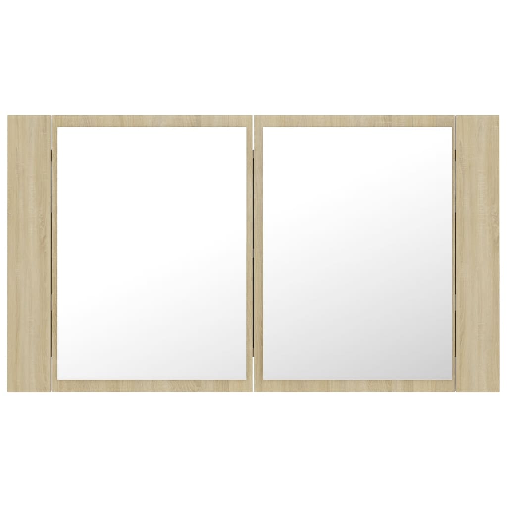 Meuble Miroir Salle de Bain LED Chêne Sonoma 80x12x45 cm Acrylique