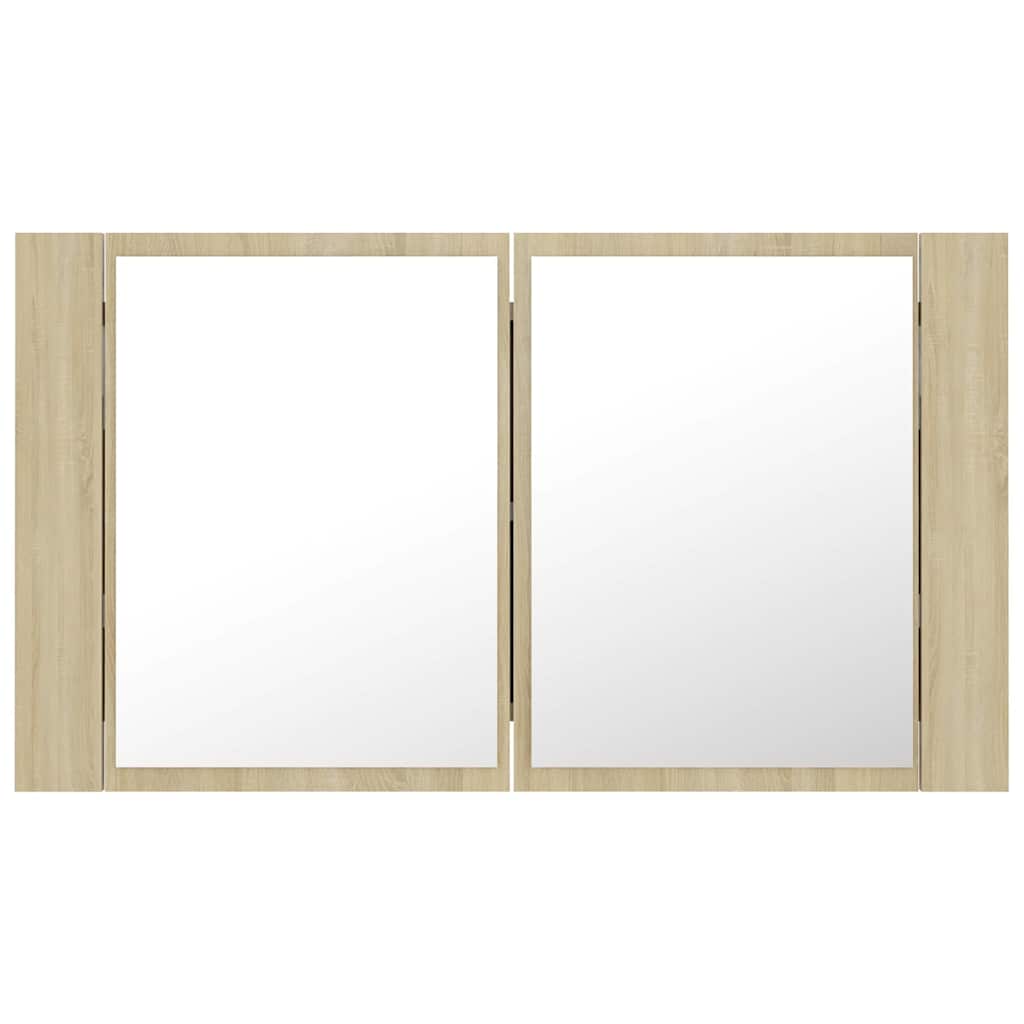 804967 vidaXL LED Bathroom Mirror Cabinet Sonoma Oak 80x12x45 cm Acrylic