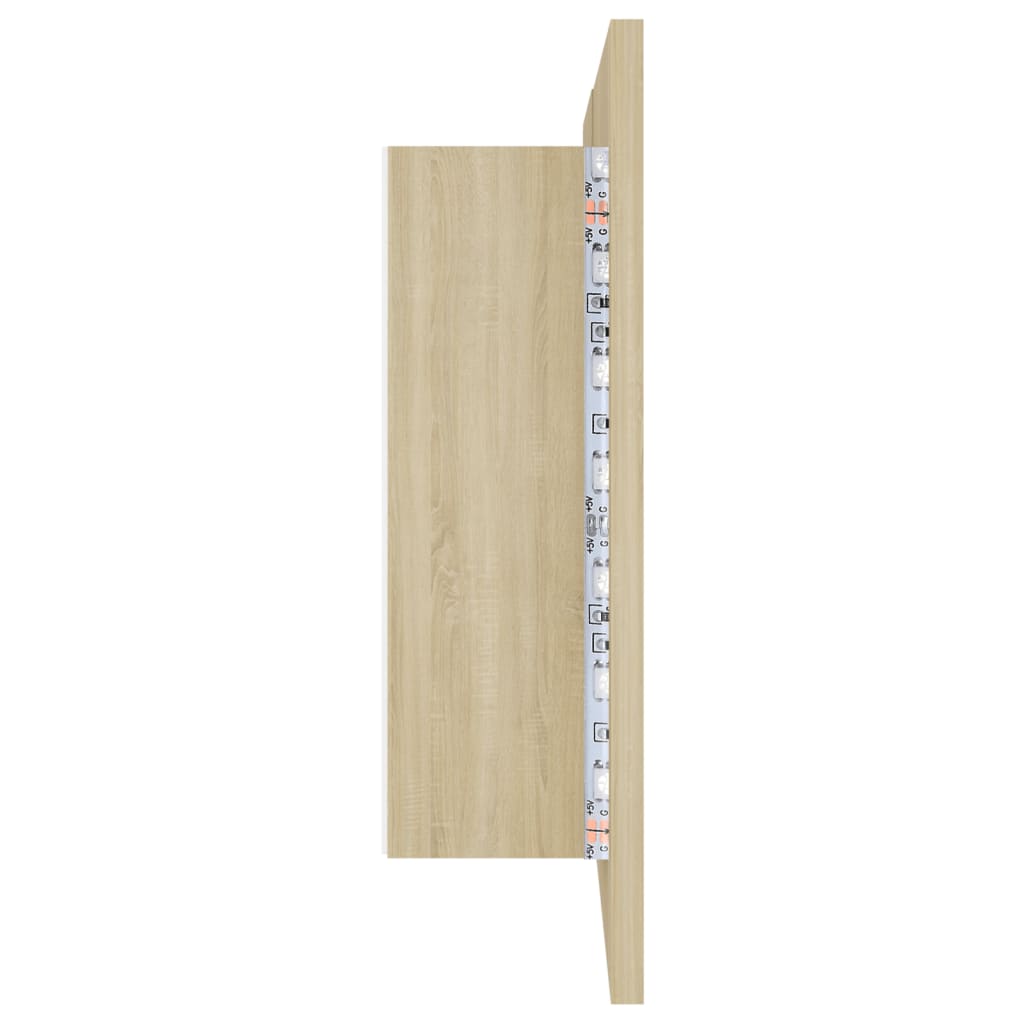 804967 vidaXL LED Bathroom Mirror Cabinet Sonoma Oak 80x12x45 cm Acrylic