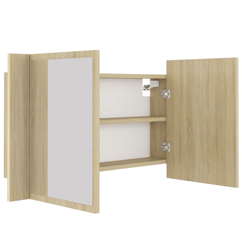 vidaXL LED Bathroom Mirror Cabinet Sonoma Oak 80x12x45 cm Acrylic