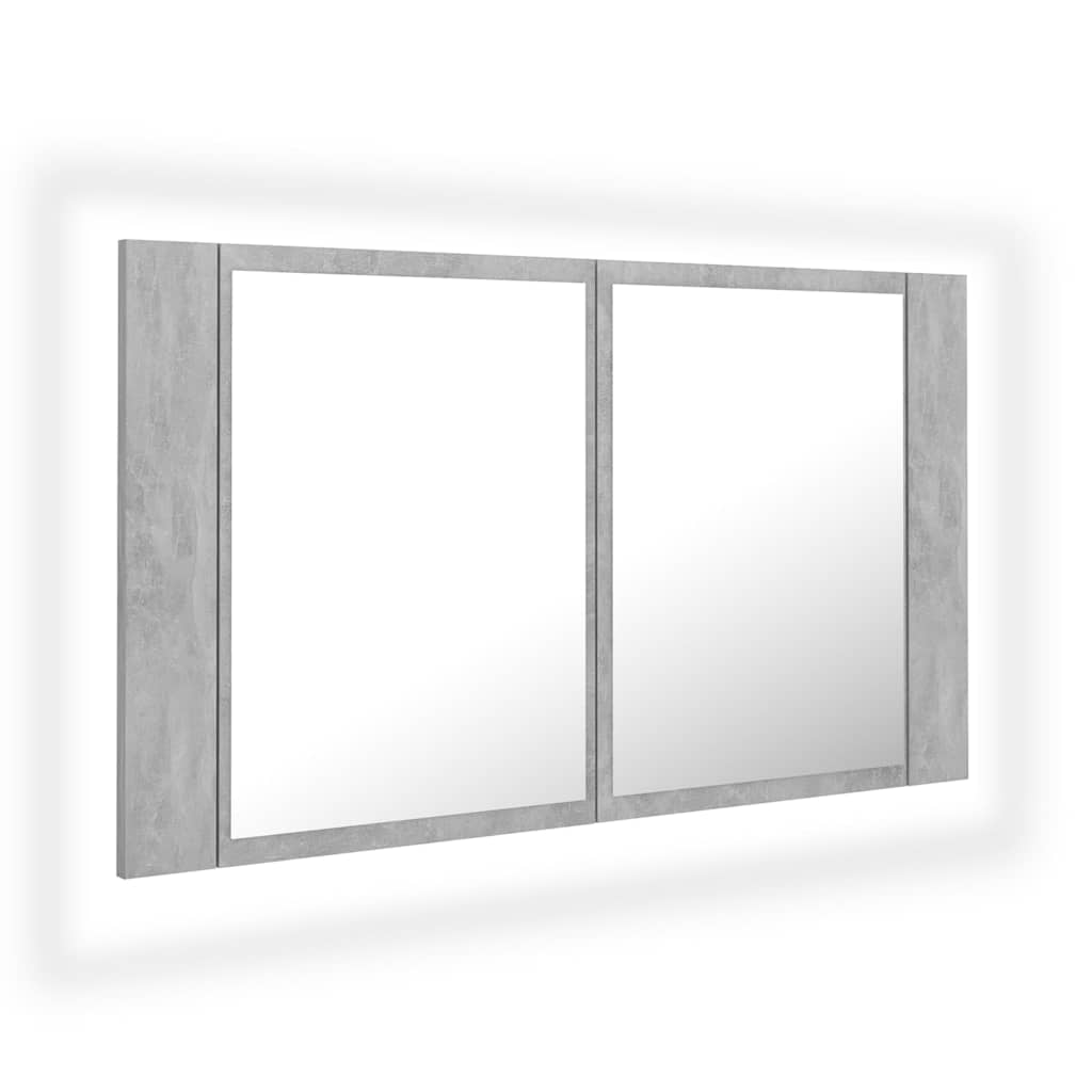 804968 vidaXL LED Bathroom Mirror Cabinet Concrete Grey 80x12x45 cm Acrylic