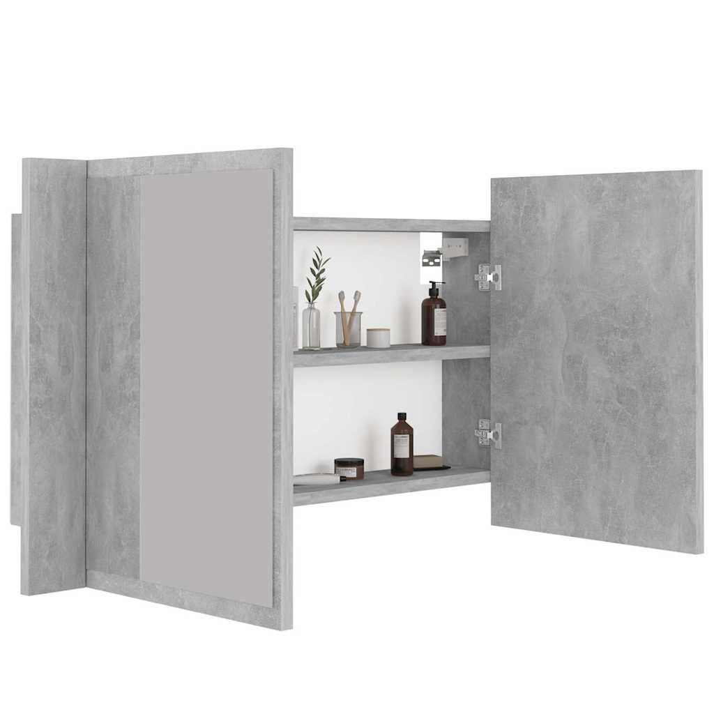804968 vidaXL LED Bathroom Mirror Cabinet Concrete Grey 80x12x45 cm Acrylic