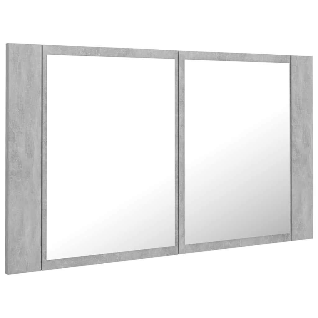 804968 vidaXL LED Bathroom Mirror Cabinet Concrete Grey 80x12x45 cm Acrylic