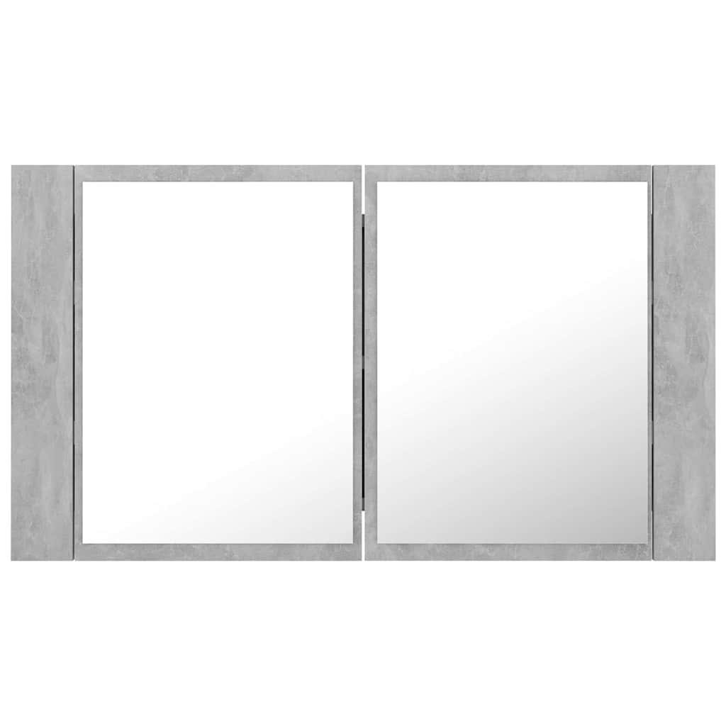 804968 vidaXL LED Bathroom Mirror Cabinet Concrete Grey 80x12x45 cm Acrylic