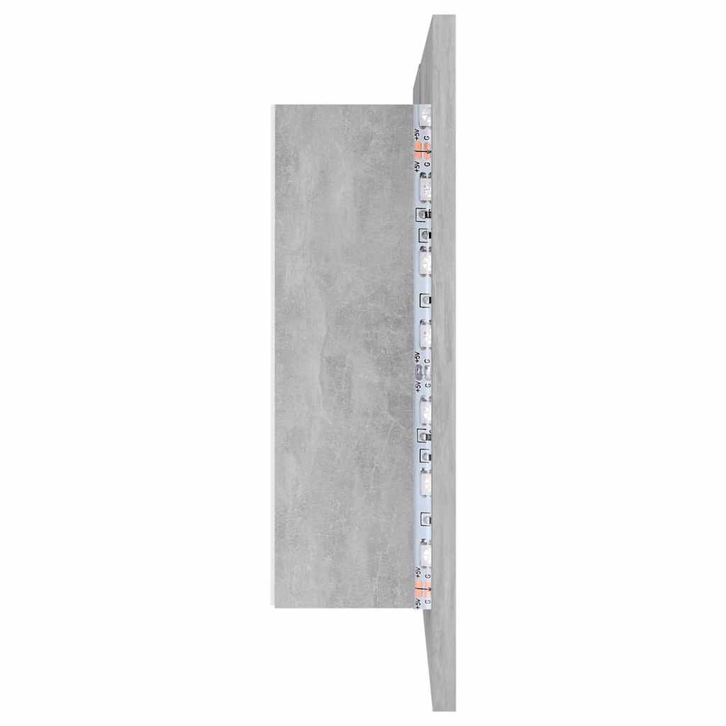 804968 vidaXL LED Bathroom Mirror Cabinet Concrete Grey 80x12x45 cm Acrylic