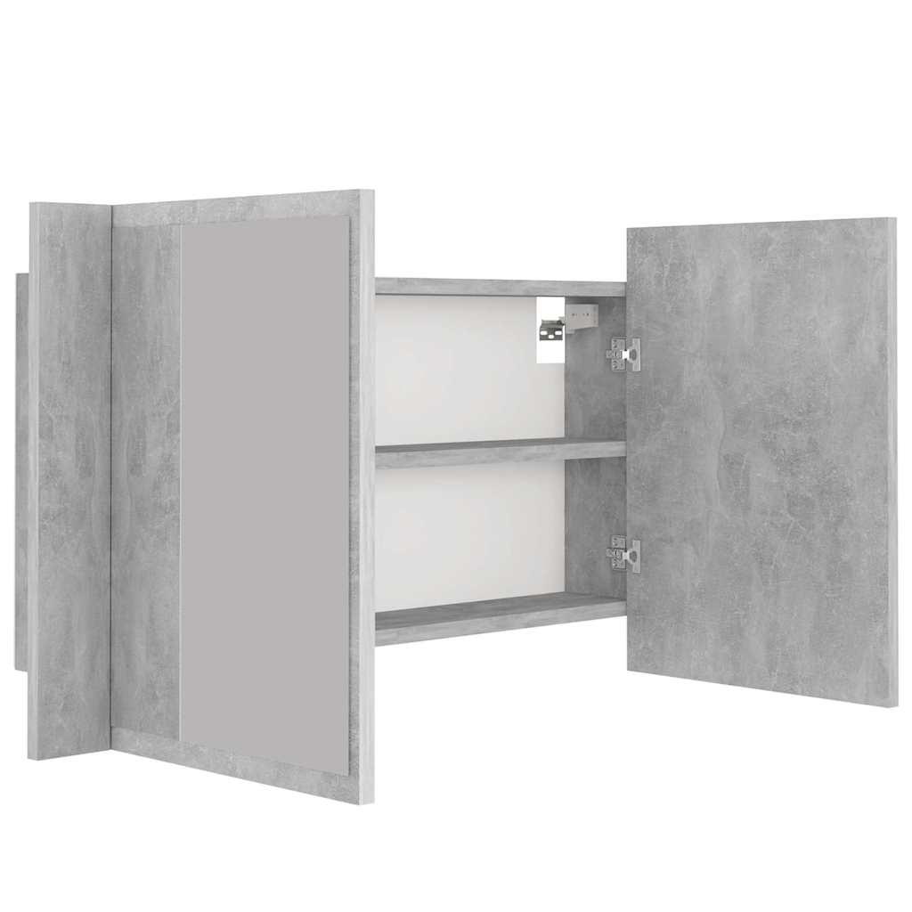 804968 vidaXL LED Bathroom Mirror Cabinet Concrete Grey 80x12x45 cm Acrylic