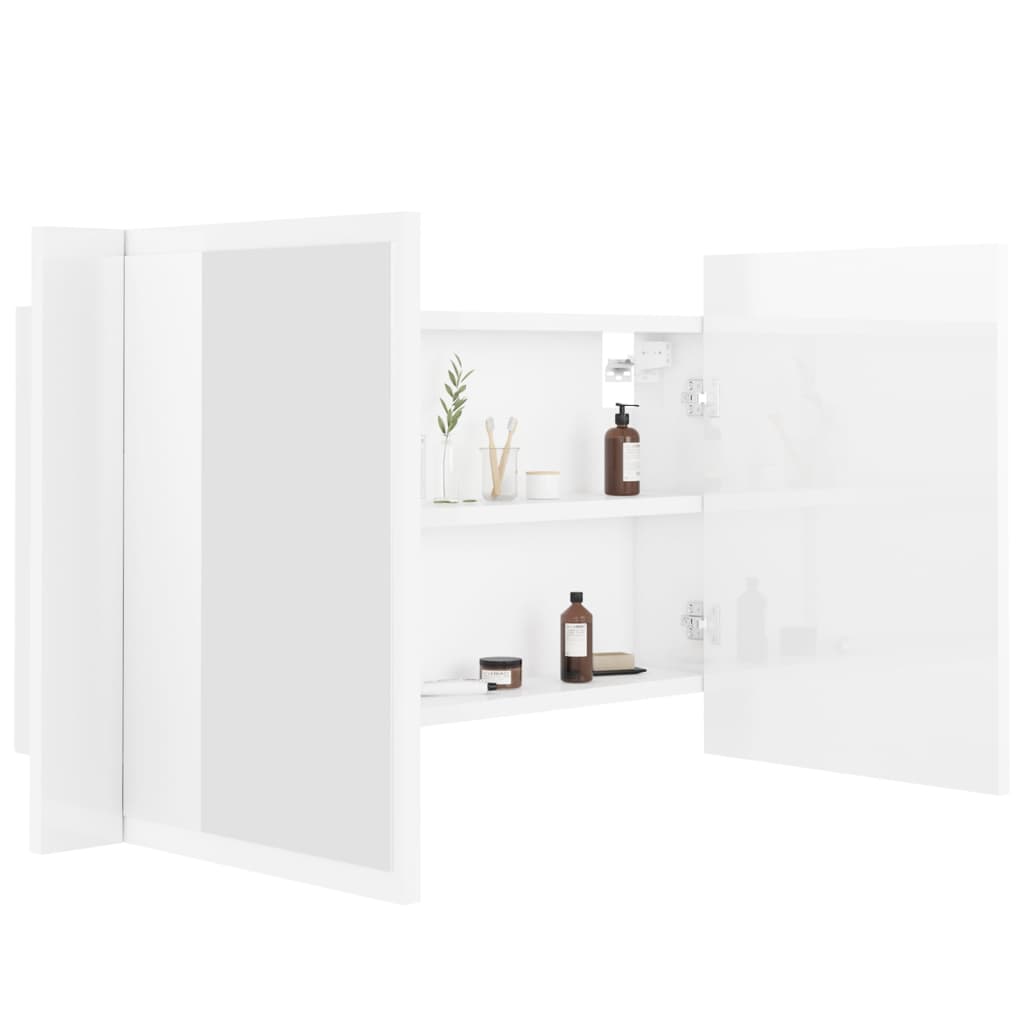 vidaXL LED Bathroom Mirror Cabinet High Gloss White 80x12x45 cm Acrylic