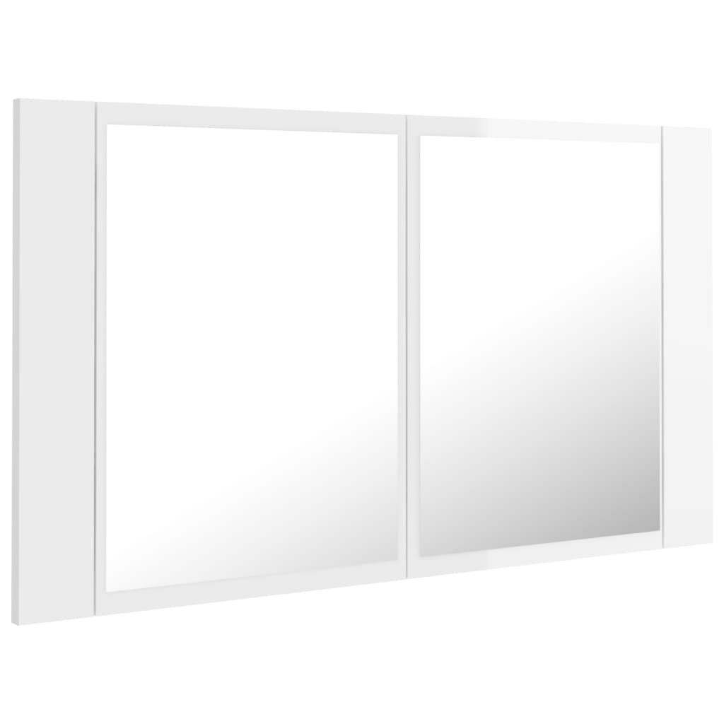 vidaXL LED Bathroom Mirror Cabinet High Gloss White 80x12x45 cm Acrylic