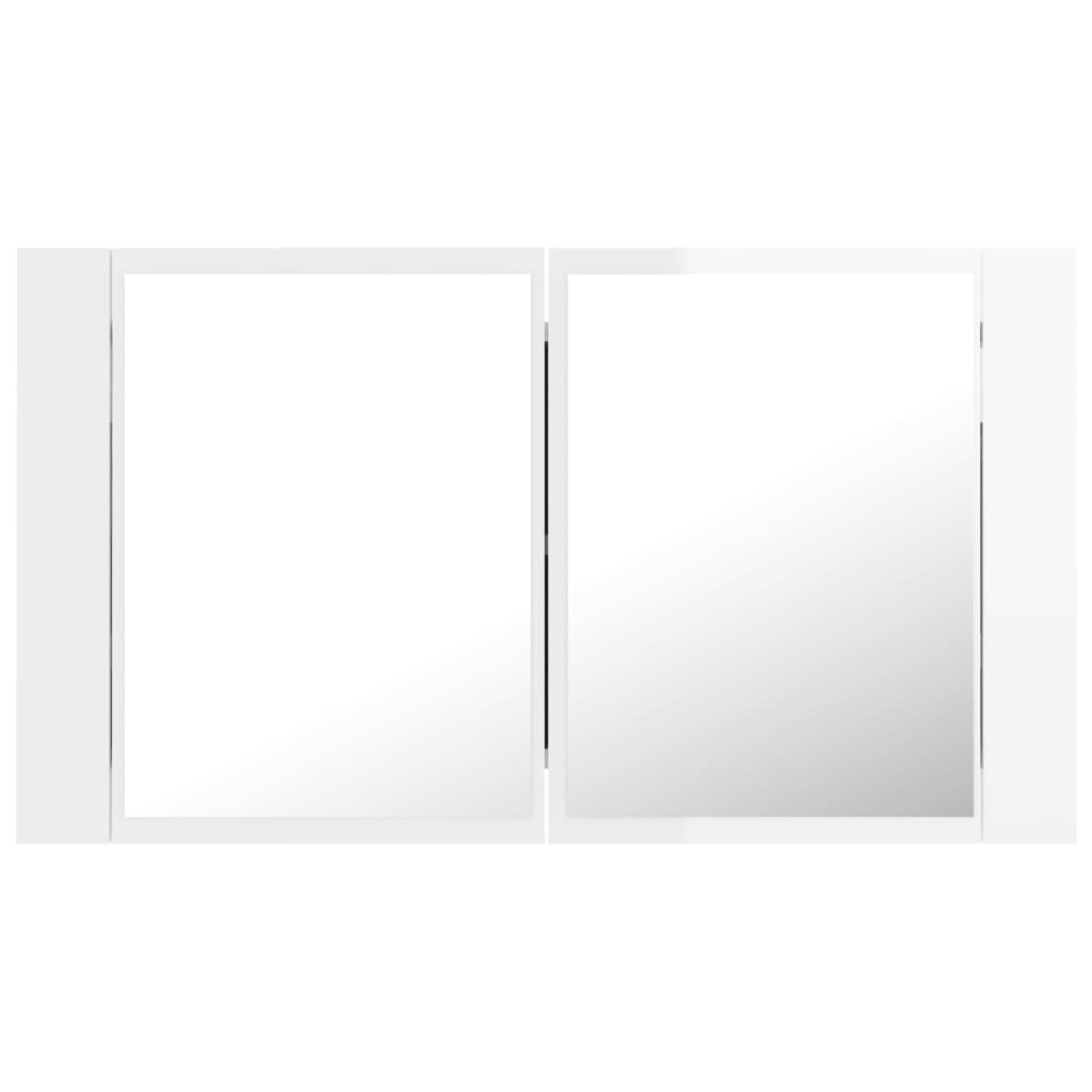 vidaXL LED Bathroom Mirror Cabinet High Gloss White 80x12x45 cm Acrylic