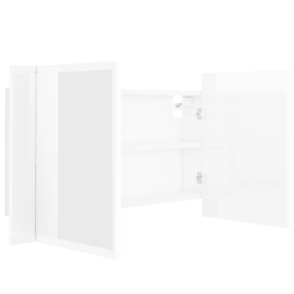 vidaXL LED Bathroom Mirror Cabinet High Gloss White 80x12x45 cm Acrylic