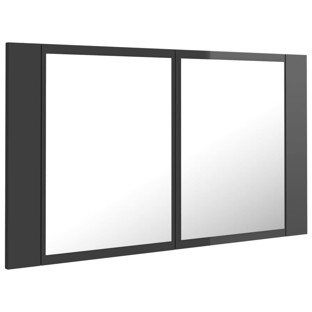 vidaXL LED Bathroom Mirror Cabinet High Gloss Grey 80x12x45 cm Acrylic