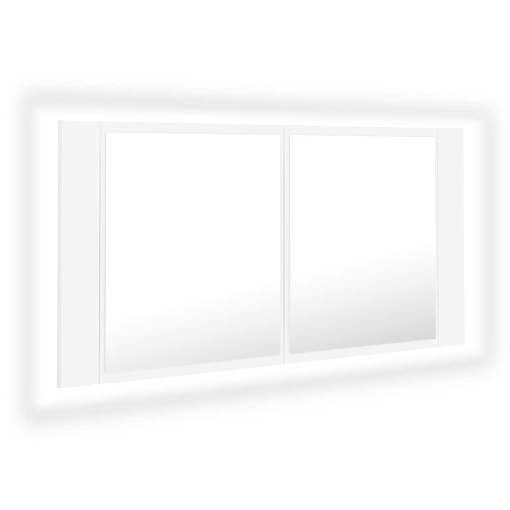 804972 vidaXL LED Bathroom Mirror Cabinet White 90x12x45 cm Acrylic