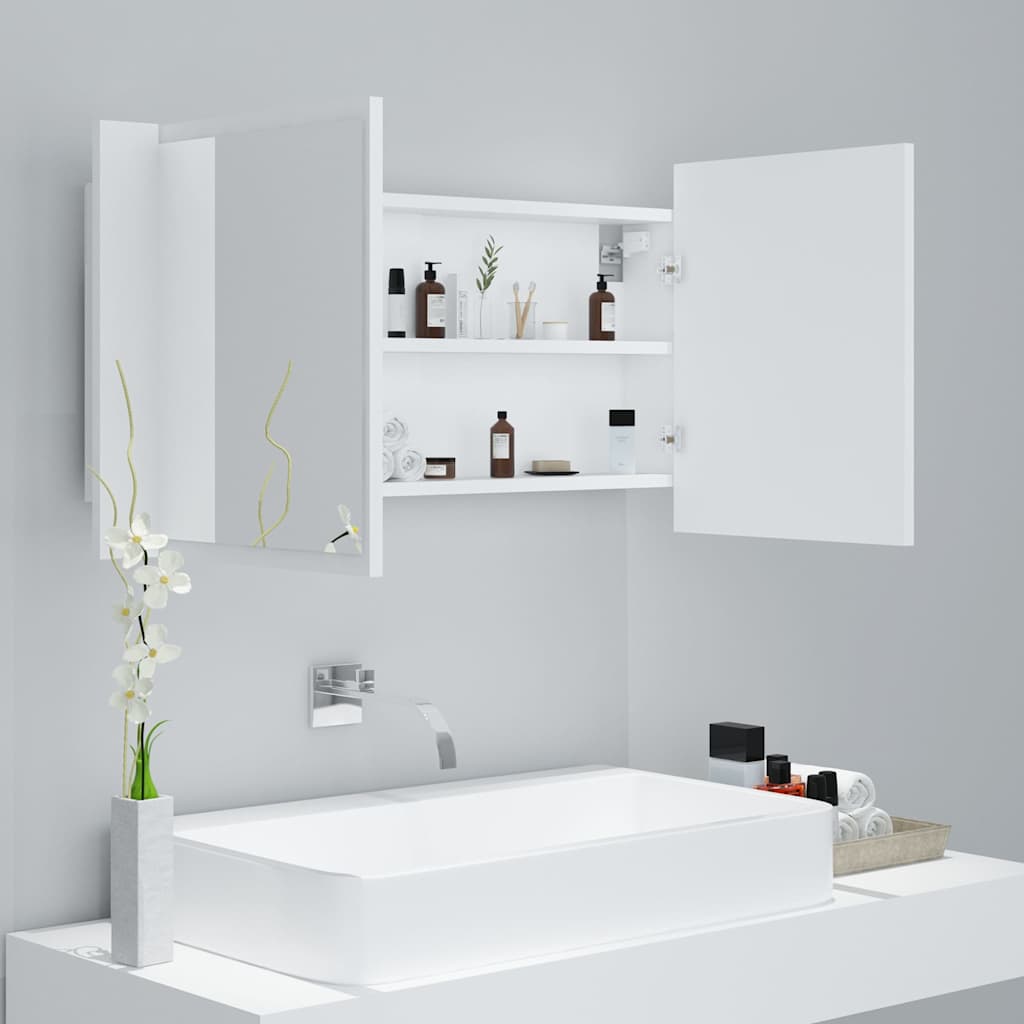 804972 vidaXL LED Bathroom Mirror Cabinet White 90x12x45 cm Acrylic