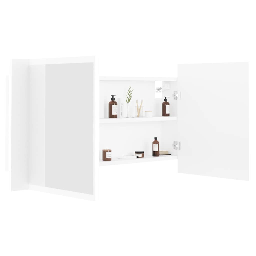 804972 vidaXL LED Bathroom Mirror Cabinet White 90x12x45 cm Acrylic