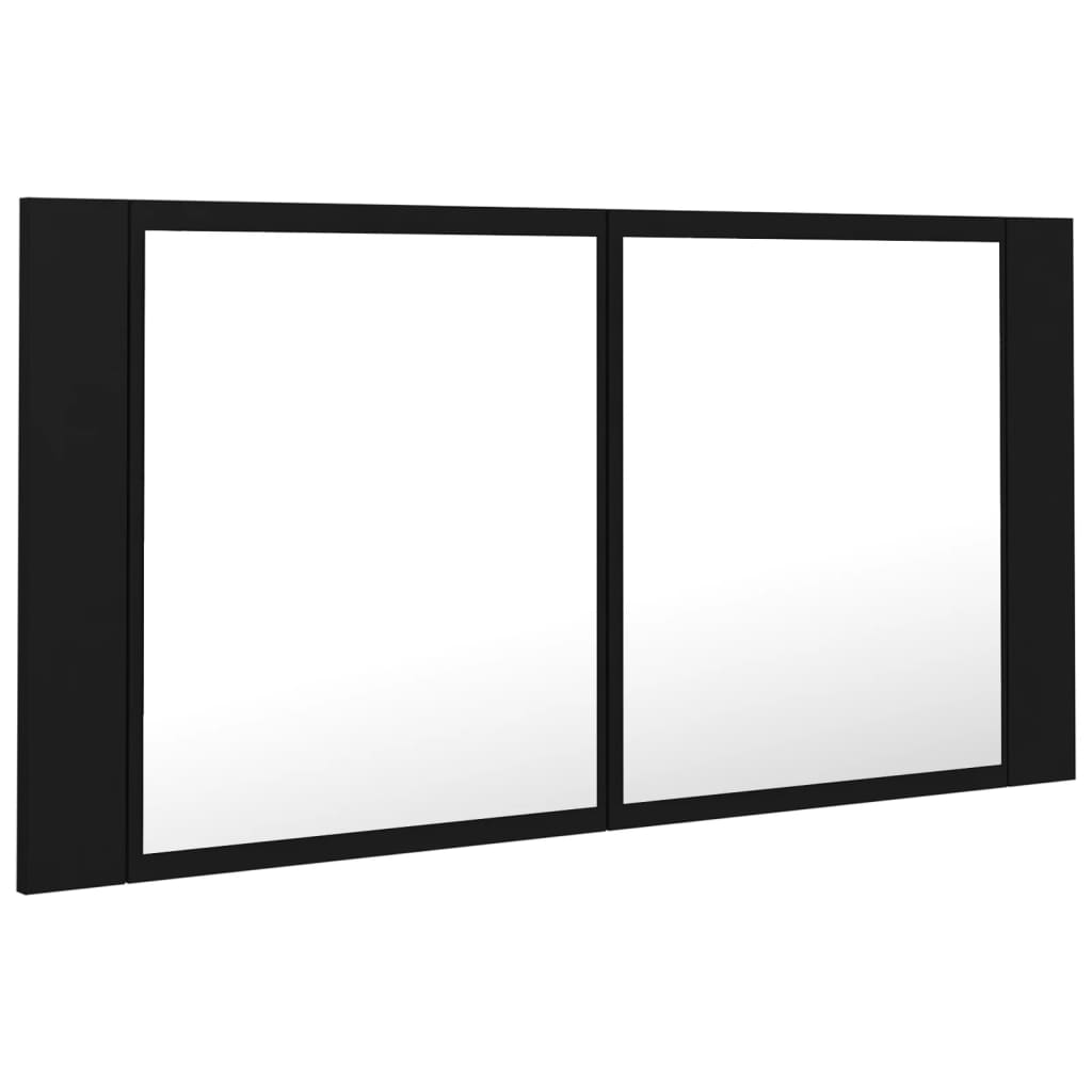 vidaXL LED Bathroom Mirror Cabinet Black 90x12x45 cm Acrylic