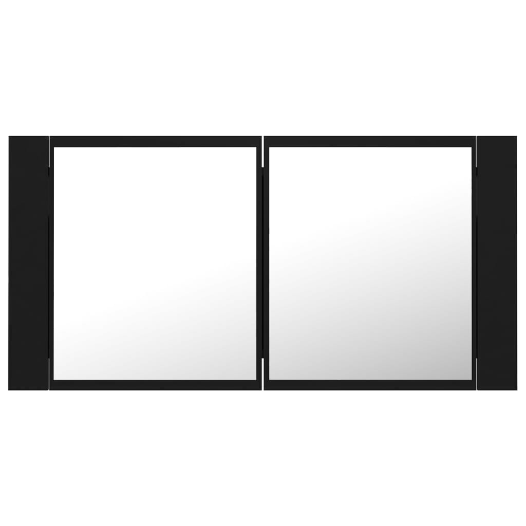 vidaXL LED Bathroom Mirror Cabinet Black 90x12x45 cm Acrylic