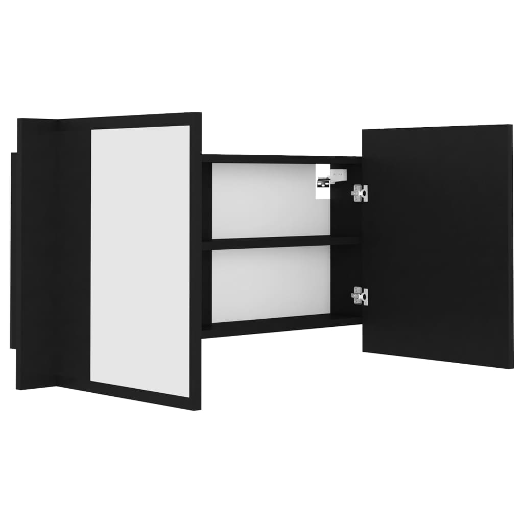 vidaXL LED Bathroom Mirror Cabinet Black 90x12x45 cm Acrylic