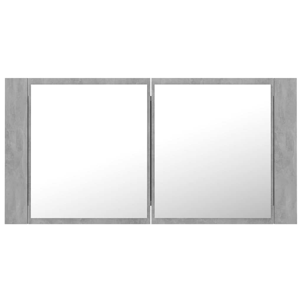 804976 vidaXL LED Bathroom Mirror Cabinet Concrete Grey 90x12x45 cm Acrylic