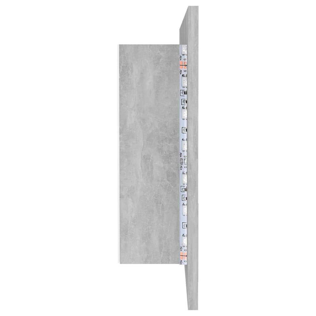 804976 vidaXL LED Bathroom Mirror Cabinet Concrete Grey 90x12x45 cm Acrylic