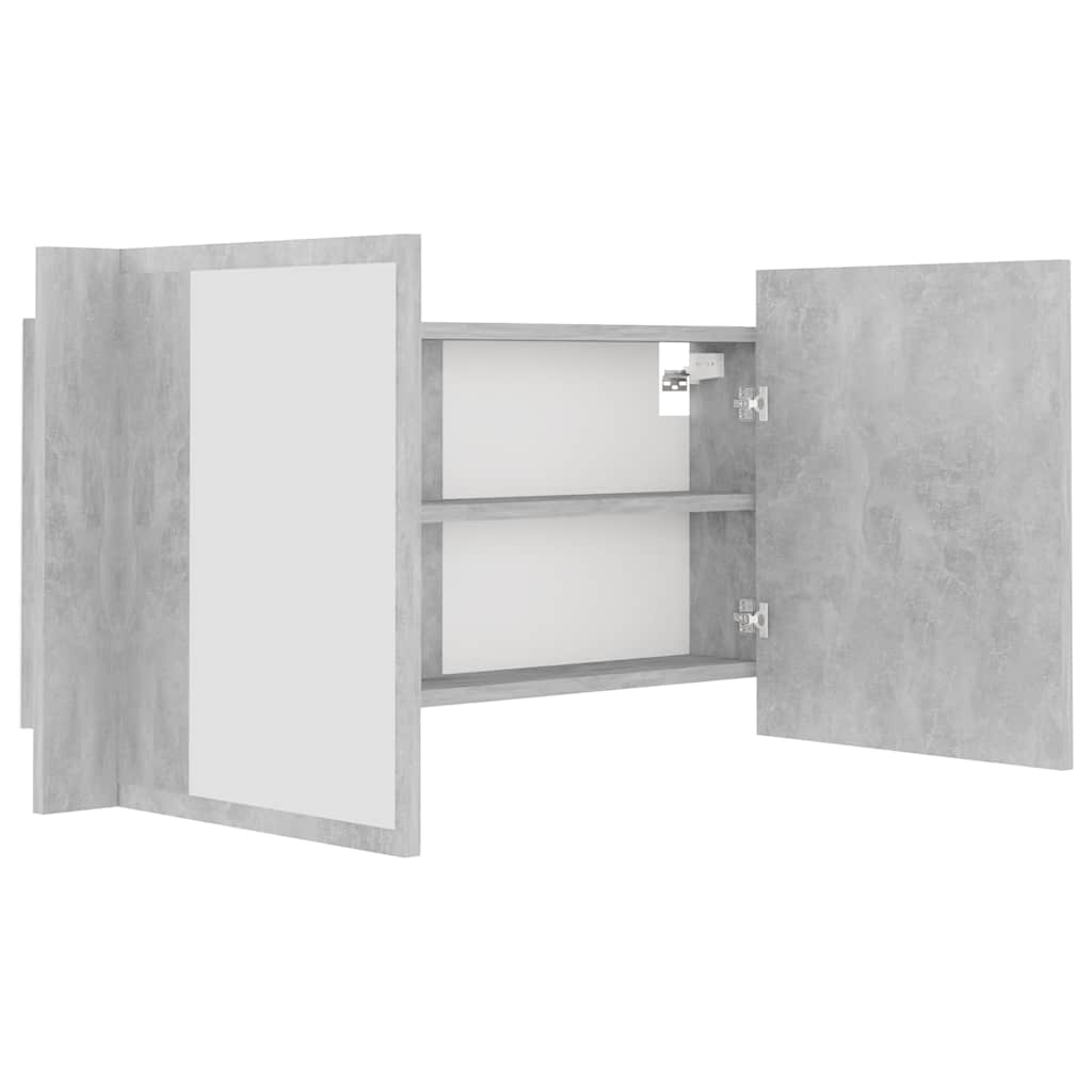 804976 vidaXL LED Bathroom Mirror Cabinet Concrete Grey 90x12x45 cm Acrylic