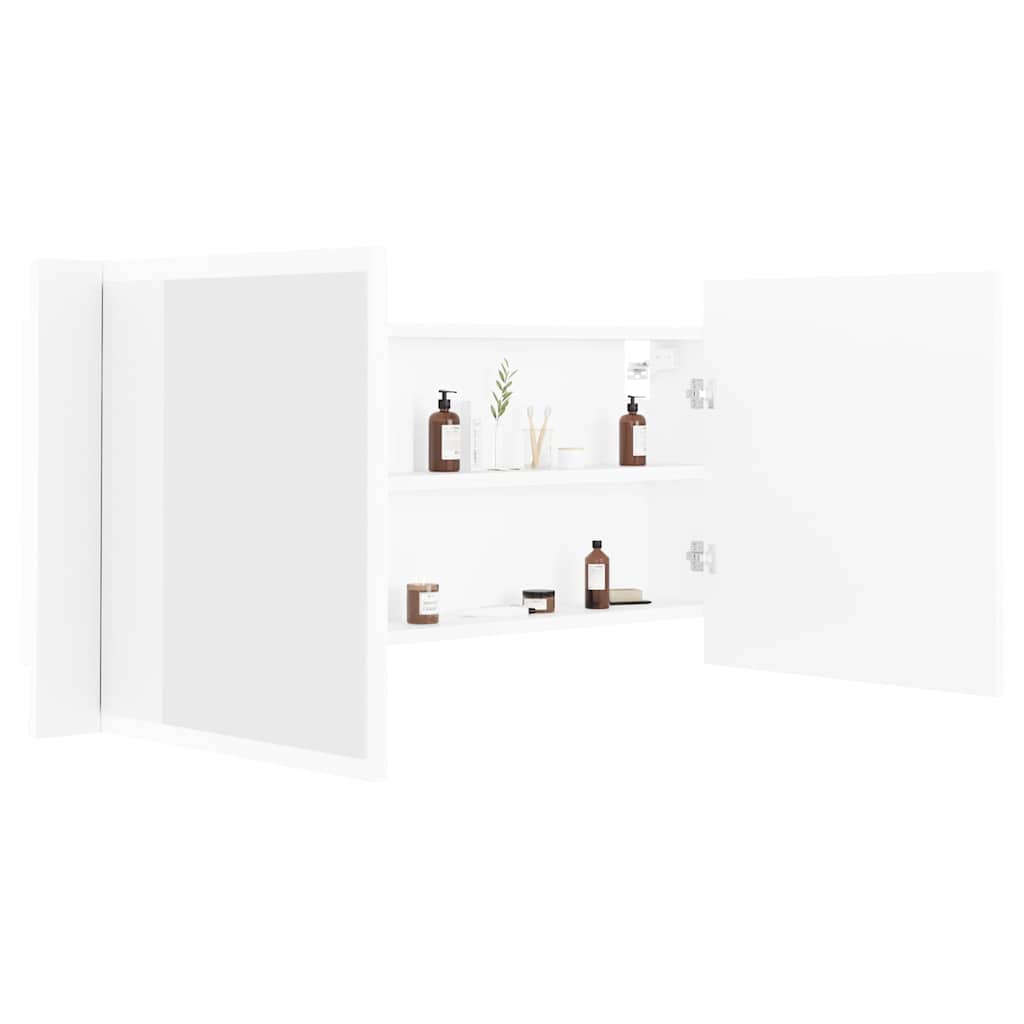 804980 vidaXL LED Bathroom Mirror Cabinet White 100x12x45 cm Acrylic