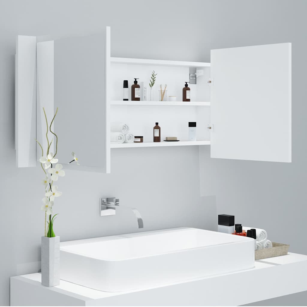 804980 vidaXL LED Bathroom Mirror Cabinet White 100x12x45 cm Acrylic