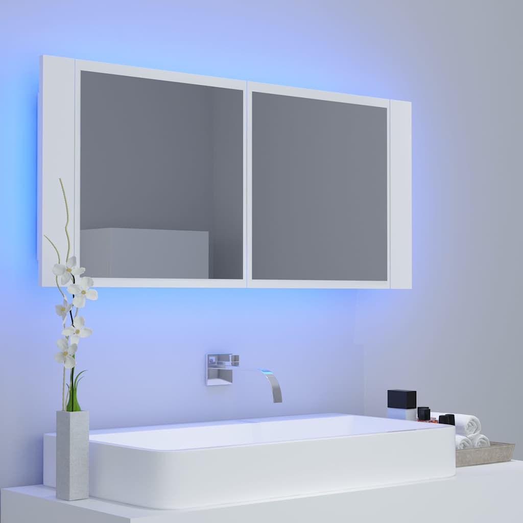 804980 vidaXL LED Bathroom Mirror Cabinet White 100x12x45 cm Acrylic