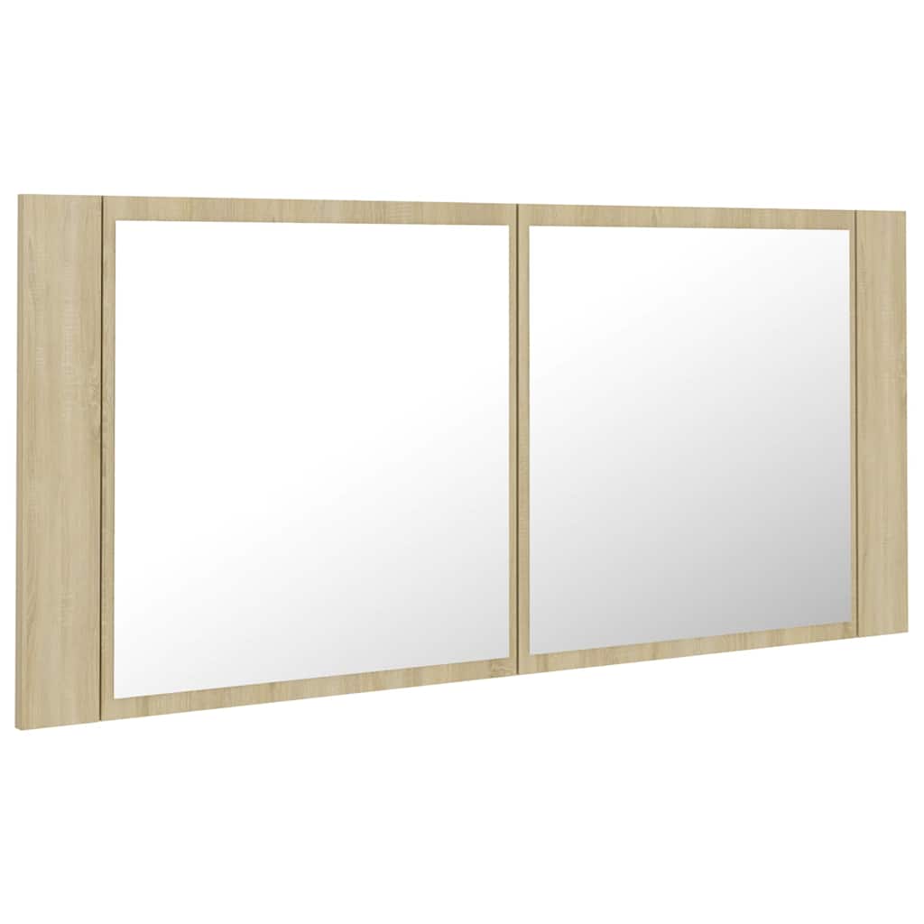 804983 vidaXL LED Bathroom Mirror Cabinet Sonoma Oak 100x12x45 cm Acrylic