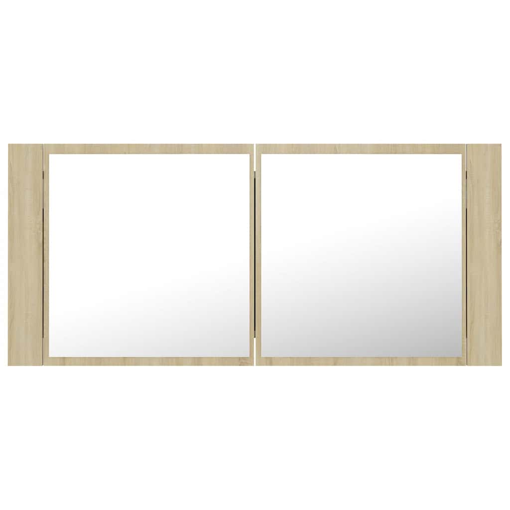 804983 vidaXL LED Bathroom Mirror Cabinet Sonoma Oak 100x12x45 cm Acrylic