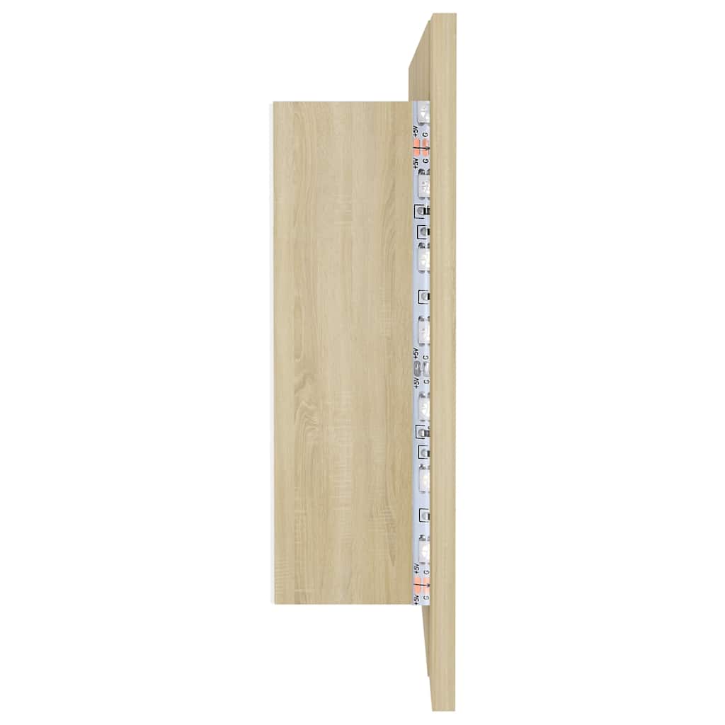 804983 vidaXL LED Bathroom Mirror Cabinet Sonoma Oak 100x12x45 cm Acrylic