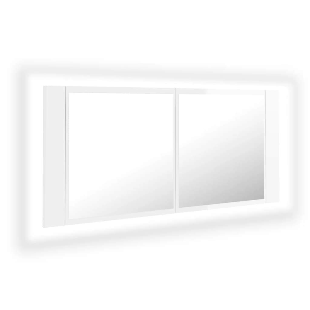 vidaXL LED Bathroom Mirror Cabinet High Gloss White 100x12x45cm Acrylic