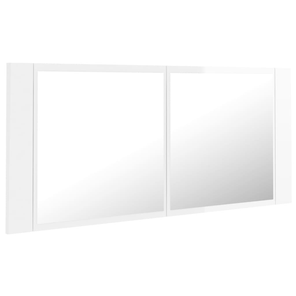 vidaXL LED Bathroom Mirror Cabinet High Gloss White 100x12x45cm Acrylic