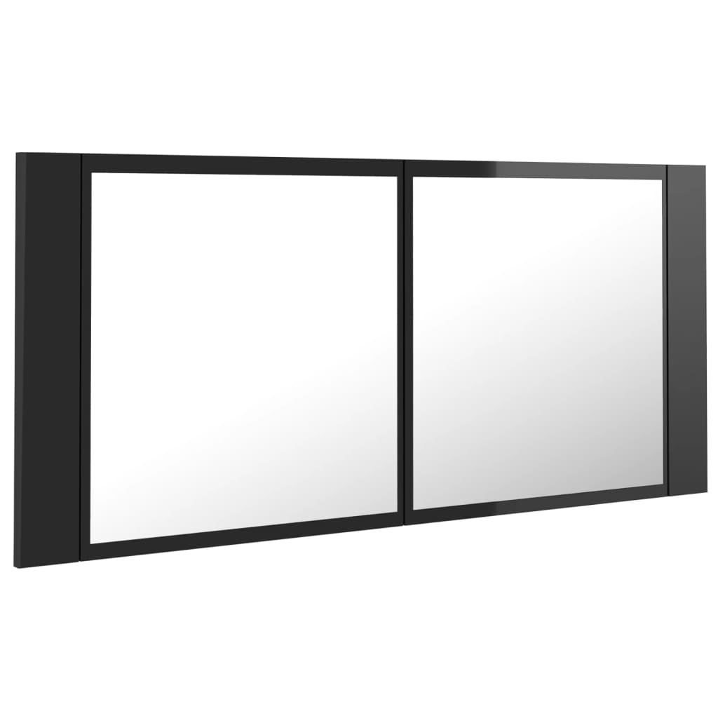 vidaXL LED Bathroom Mirror Cabinet High Gloss Black 100x12x45cm Acrylic