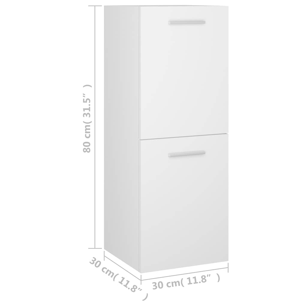 804988 vidaXL Bathroom Cabinet White 30x30x80 cm Engineered Wood