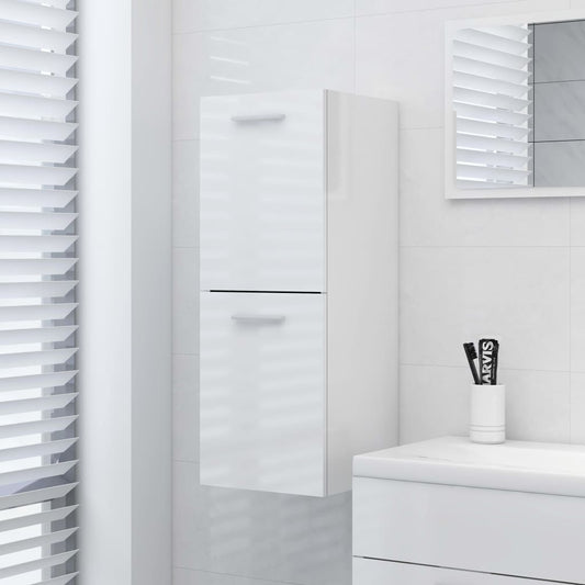 vidaXL Bathroom Cabinet High Gloss White 30x30x80 cm Engineered Wood