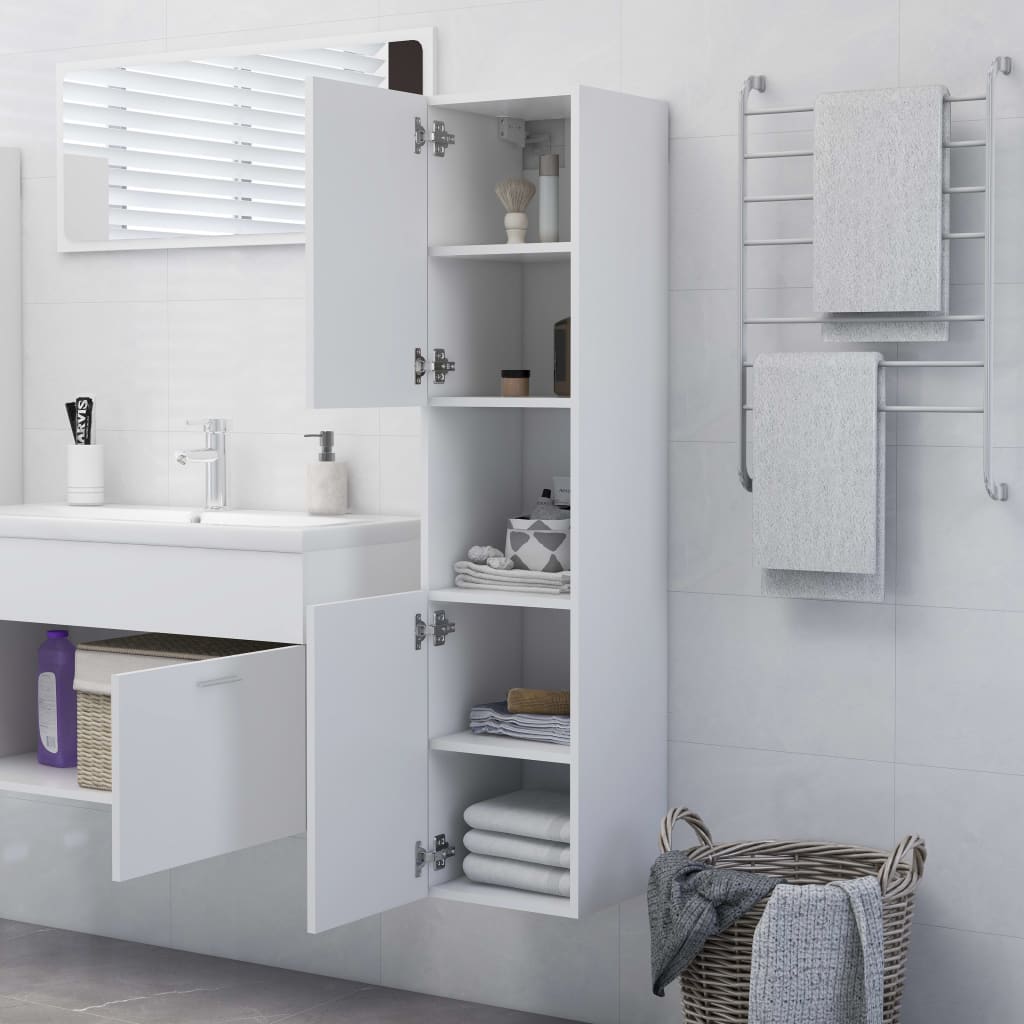 vidaXL Bathroom Cabinet White 30x30x130 cm Engineered Wood