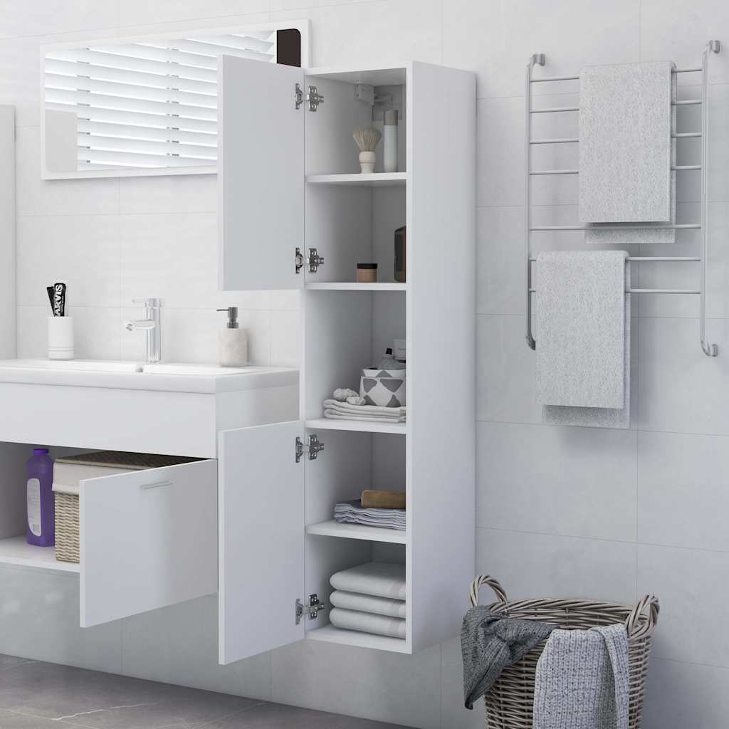 804997 vidaXL Bathroom Cabinet White 30x30x130 cm Engineered Wood