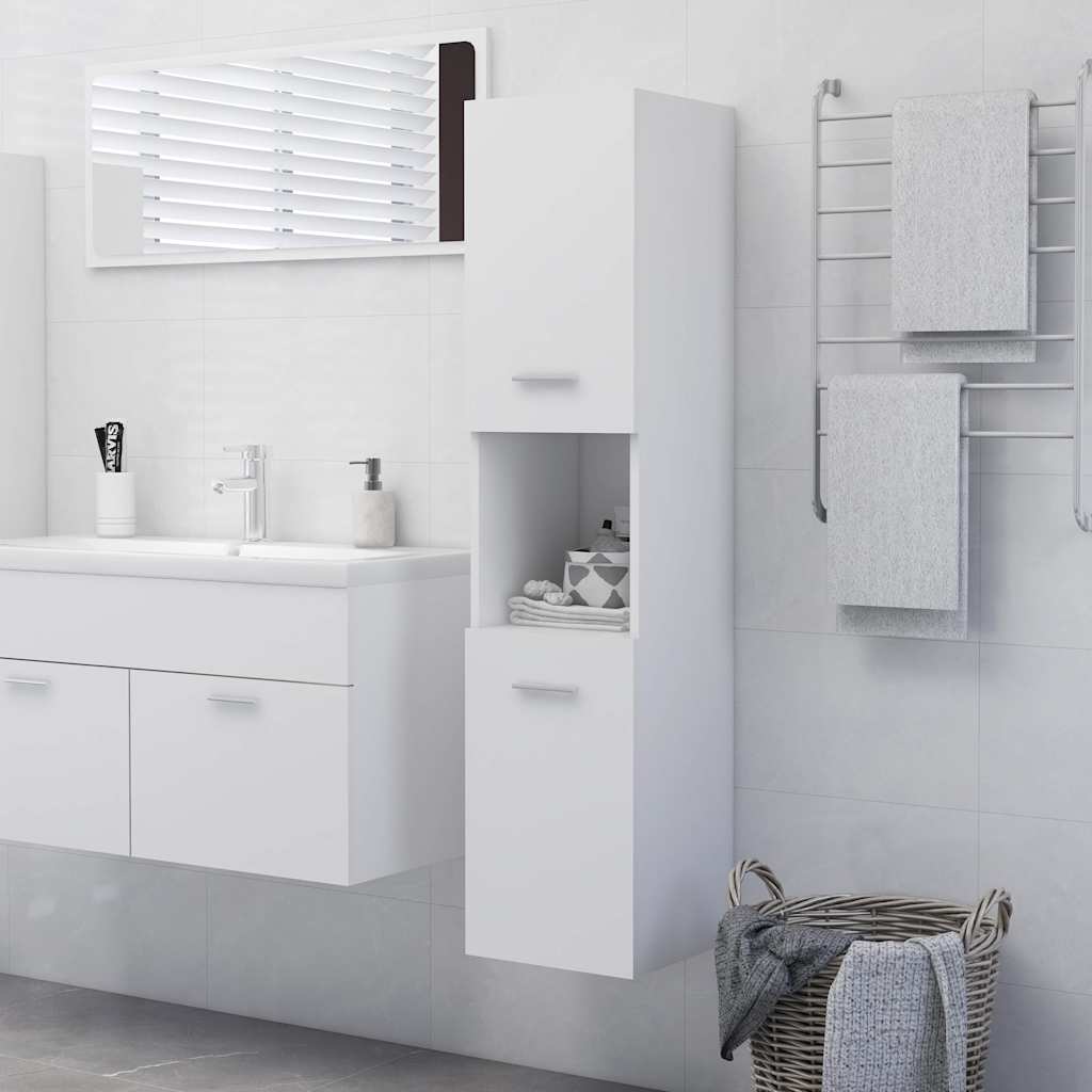 804997 vidaXL Bathroom Cabinet White 30x30x130 cm Engineered Wood